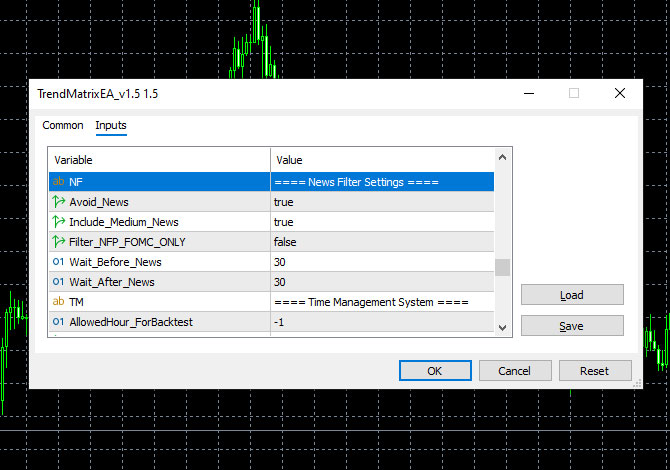 Trend Matrix EA News Filter